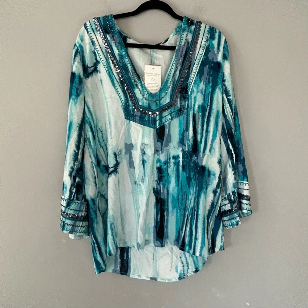Soft Surroundings Seaglass Tides Tunic L - Picture 2 of 7